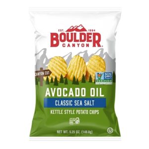 Boulder Canyon Avocado Oil Sea Salt Canyon Cut Kettle Potato Chips 5.25oz 12ct